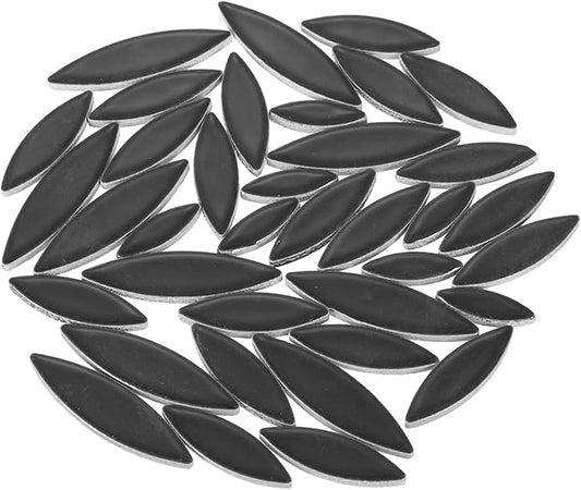 uxcell Ceramic Mosaic Tile, About 200g Teardrop Leaf Tile Mosaic Block for Handicrafts Artwork, Black