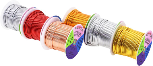 Mandala Crafts 13 Gauge Anodized Aluminum Craft Wire for Jewelry Making - 300 FT Colored Flexible Silver Copper Light Gold Gray Gold Red Wire - Bendable for Bonsai Armature Crafting Sculpting - Crafty Corner
