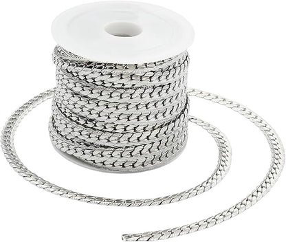 LiQunSweet 16.4 Feet(5m) 304 Stainless Steel Cuban Link Chains with Spools Unifished Cuban Chains for Men Women Unisex Jewelry Making Necklace Bracelet - 4.8x1.4mm