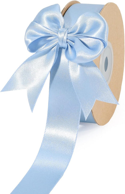 LaRibbons 1 Inch 50 Yard Double Faced Satin Ribbon,Light Blue Satin Craft Fabric Ribbon for Gift Wrapping Floral Bouquets Wedding Party Decoration - Crafty Corner