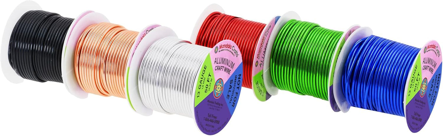 Mandala Crafts 13 Gauge Anodized Aluminum Craft Wire for Jewelry Making - 300 FT Colored Flexible Silver Copper True Blue Black Red Kelly Green Wire - Bendable for Bonsai Armature Crafting Sculpting - Crafty Corner