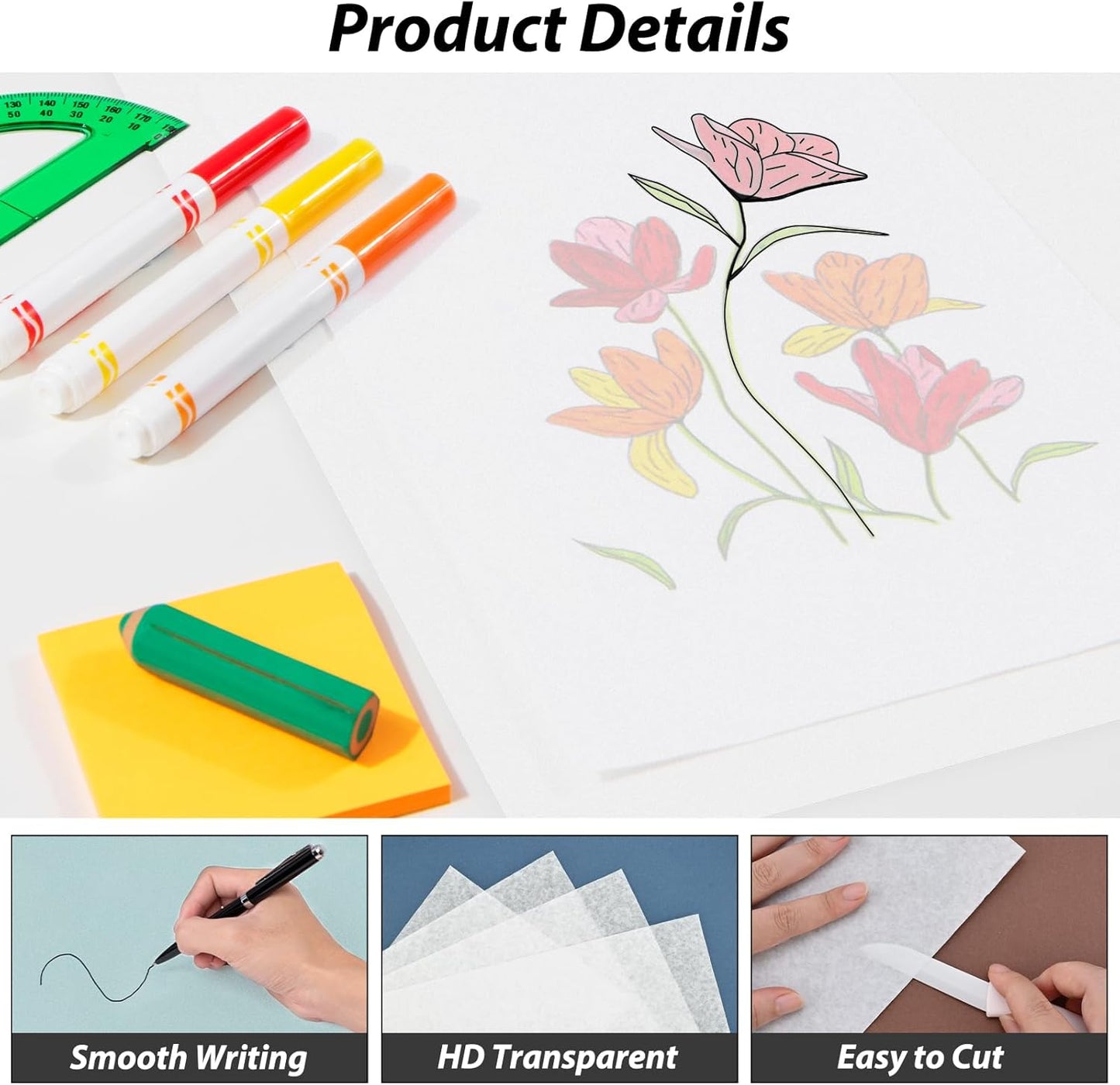 Tracing Paper Roll 36 Inches x 30 Yards, Large Trace Paper White Pattern Paper Tracing Paper for Drawing, Sewing, Sketch
