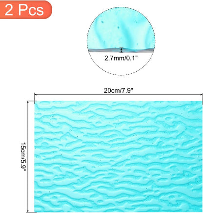 MECCANIXITY 2 Pcs Stained Glass Sheet Mosaic Tile 7.9 Inch x 5.9 Inch Sea Blue Stained Glass Sheets for Crafts DIY Art Project