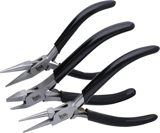 The Beadsmith Precision Series Pliers Set – 3-Piece Kit: Chain Nose, Round Nose and Flush Cutter with Tungsten Carbide Blades – Make Bracelets, Necklaces & Earrings – Tools for Jewelry Making - Crafty Corner