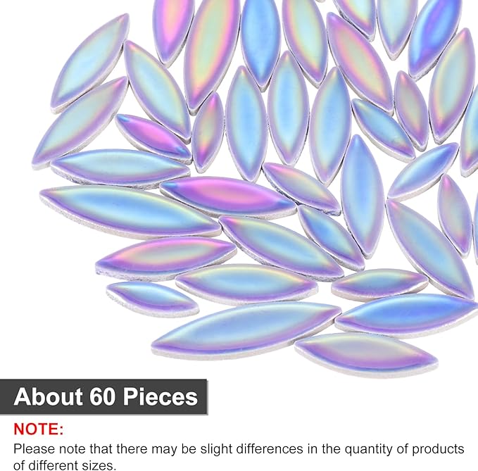 uxcell Ceramic Mosaic Tile, About 200g Teardrop Leaf Tile Mosaic Block for Handicrafts Artwork, Blue/Purple/Green