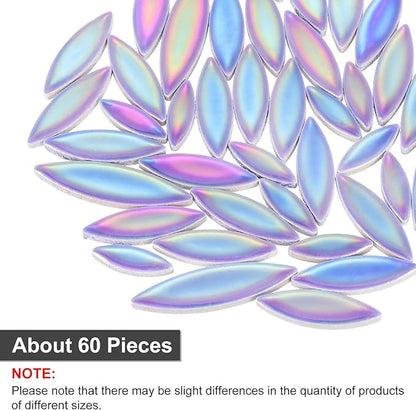 uxcell Ceramic Mosaic Tile, About 200g Teardrop Leaf Tile Mosaic Block for Handicrafts Artwork, Blue/Purple/Green