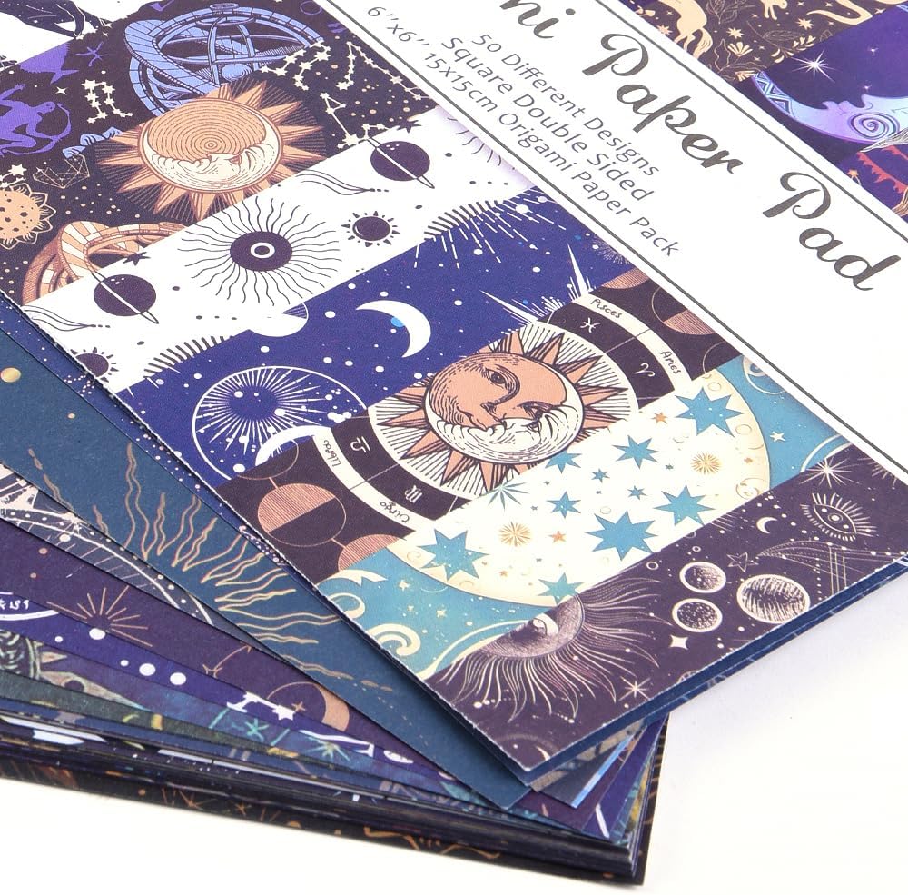Origami 6x6 Paper Kit 150 Sheets 150 Vivid Colors Double Sided Same Printed Traditional Patterns Square for Arts Crafts Projects Japan Traditional Chiyo.Starry Sky - Crafty Corner