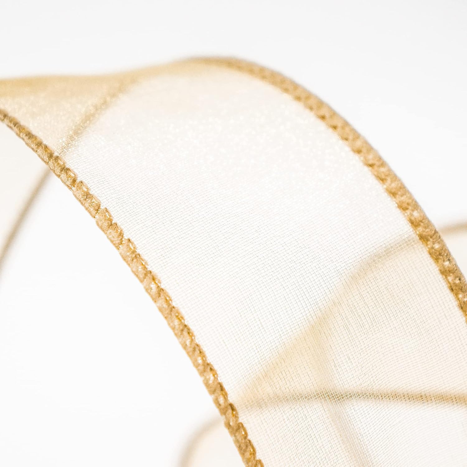 CT CRAFT LLC Sheer Organza Wired Ribbon 1.5" x 50Yards Tan (Gold) for Wedding Chair Bow Flora Bouquet Gift Wrapping Christmas Tree Home Decor Wreath - Crafty Corner