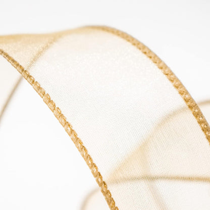 CT CRAFT LLC Sheer Organza Wired Ribbon 1.5" x 50Yards Tan (Gold) for Wedding Chair Bow Flora Bouquet Gift Wrapping Christmas Tree Home Decor Wreath - Crafty Corner