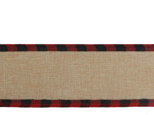 MEEDEE Burlap Christmas Ribbon Wired Burlap Ribbon 2.5 Inch 10 Yards Fall Burlap Ribbon with Red and Black Buffalo Check Edging Wired Plaid Burlap Ribbon for Christmas Tree, Wreath Making - Crafty Corner