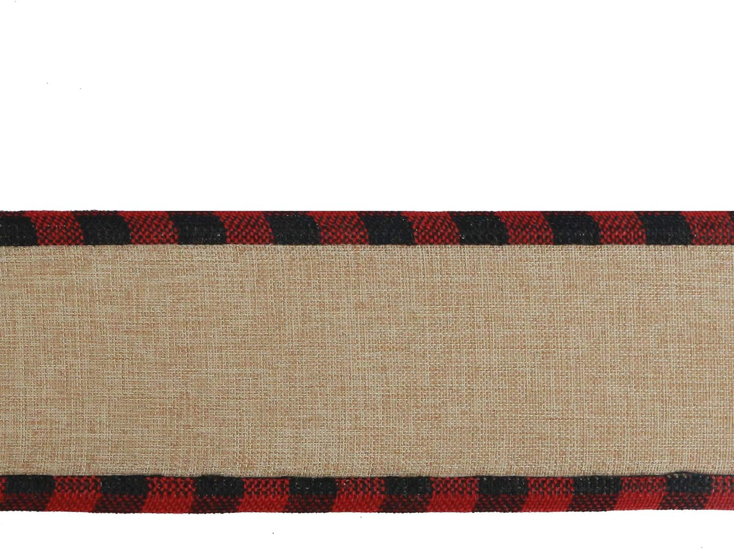 MEEDEE Burlap Christmas Ribbon Wired Burlap Ribbon 2.5 Inch 10 Yards Fall Burlap Ribbon with Red and Black Buffalo Check Edging Wired Plaid Burlap Ribbon for Christmas Tree, Wreath Making - Crafty Corner
