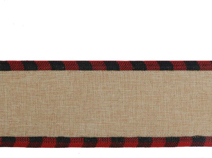 MEEDEE Burlap Christmas Ribbon Wired Burlap Ribbon 2.5 Inch 10 Yards Fall Burlap Ribbon with Red and Black Buffalo Check Edging Wired Plaid Burlap Ribbon for Christmas Tree, Wreath Making - Crafty Corner