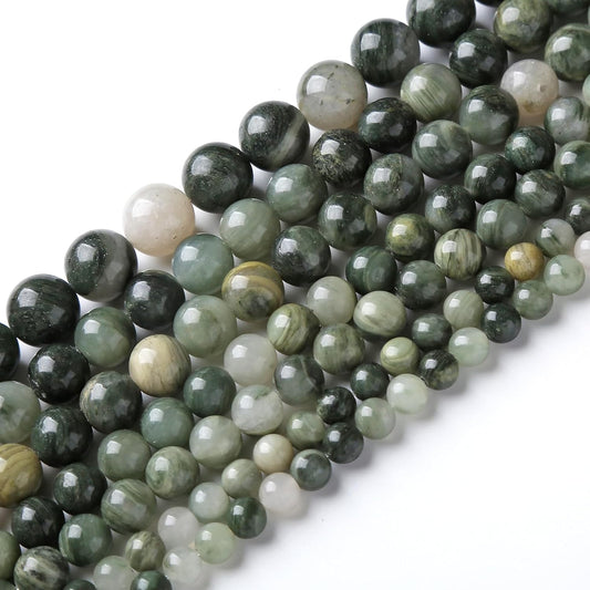 90pcs 4mm Natural Green Hair Quartz Stone Beads for Jewelry Making DIY Bracelet Necklace Accessories 15" Energy Healing Power Round Stone Beads(4mm, Green Hair Quartz)