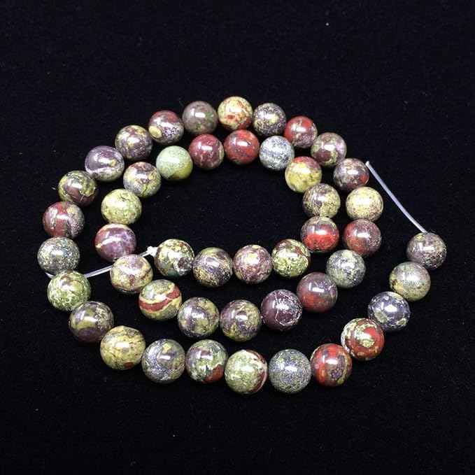 70pcs Adabele Natural Dragon Blood Jasper Healing Gemstone 10mm (0.39 inch) Round Loose Beads Gem Stone Spacer for Craft Jewelry Making GF30-10
