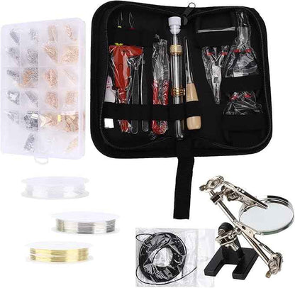 BOWUAI Jewelry Making Set with 3 Pliers, DIY Handicraft Accessories Kit, Open Ring Tool for Necklace Chain and Beaded Jewelry Repair, Includes Storage Bag and 200+ Pieces of Metal Finding