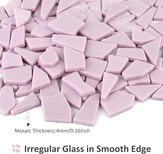 Youway Style Pink Glass Mosaic Tiles for Crafts Bulk,200g Broken Glass Pieces for DIY Spring Mosaic Art Decor,Garden Mosaic Supplies