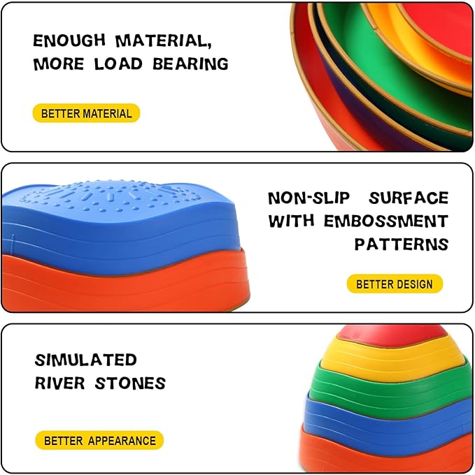 Fanboxk Stepping Stones for Kids,Non-Slip Toddler Sensory Stepping Stones for Promoting Toddler Balance Coordination Skills,Obstacle Courses Sensory Toys Outdoor or Indoor Play for Kids Age 3-8