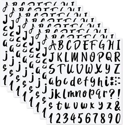 Outus 576 Pieces 8 Sheets Letters Stickers Self Adhesive Vinyl Letter Alphabet Number Stickers Mailbox Numbers Sticker, Decals for Classroom Decor, Sign, Door(Black,1.5 Inch)