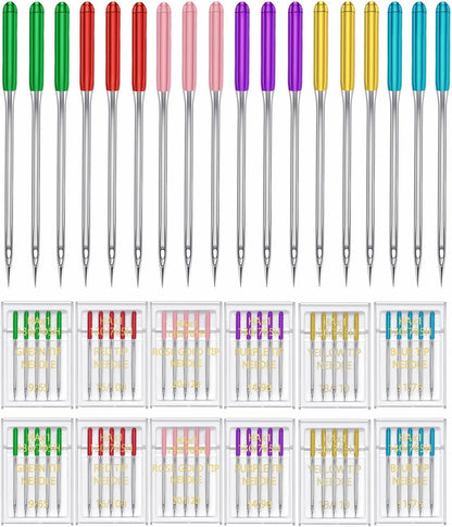HONEYSEW 60 Pieces Sewing Machine Needles Universal Regular Point Machine Needles for Home Sewing Machine Compatible with Singer, Brother and Old Sewing Machine (Purple, Size 14-60PCS)
