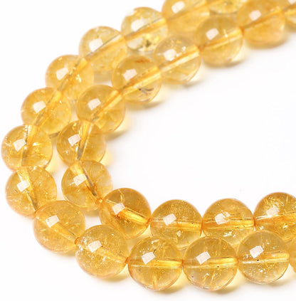 120Pcs 6mm Natural Citrine Beads for Jewelry Making Yellow Crystal Quartz Round Loose Beads DIY Bracelet Necklace Earrings 32" 2 Strands