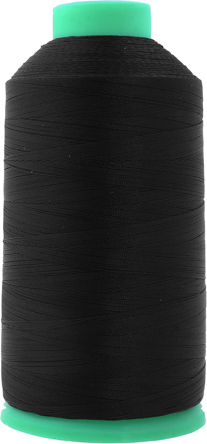 Mandala Crafts Bonded Nylon Thread Black Heavy Duty Sewing Threads - 2843 YDs Size 46 210D T45 Tex 45 Thread for Leather Jeans Weaving Outdoor Marine Upholstery Threads