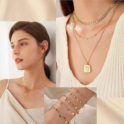 Ecofor Jewelry Making Super Bundle - 111.7 Feet 14K Gold & Stainless Steel Chains with 500+ Findings, 50 Pendants & Tools (17 Rolls)