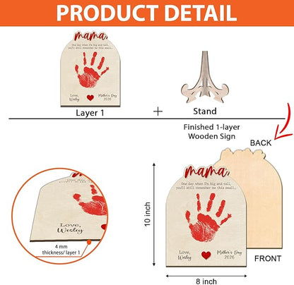 DIY Mama Handprint Wooden Sign, Kids Gifts For Mom Handprint Kit, Toddler Art Craft, Mothers Day Gift Keepsake for Mum, Best Mom Ever Sign, Family Plaque with Daughter, Son Names, One Day When I'm