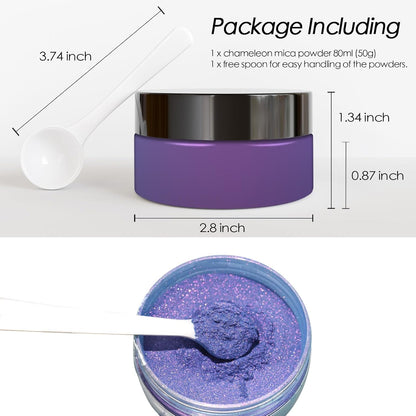 Ceya Highly Chameleon Mica Powder, 1.8oz/ 50g Jersey Devil Chrome Powder, Cosmetic Grade Pearlescent Effect Color Shift Pigment for Epoxy Resin, Makeup, Nail Polish, Soap Dye, Candle Making, Slime