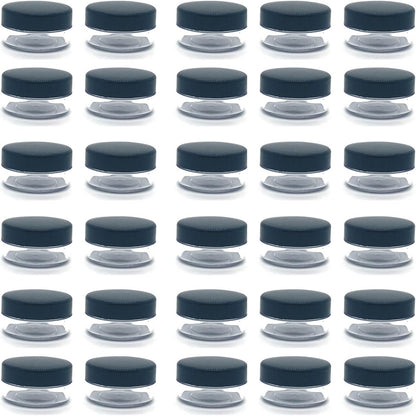 30 Pcs Sample Containers, 10 Gram Mini Sample Jars for Cosmetic, Eye shadow, Black Lid