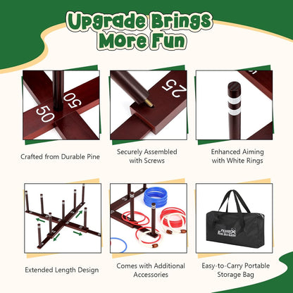 Peradix Ring Toss Game for Kids, Indoor Outdoor Fun Holiday Lawn Yard Game for Family & Adults with 26 Rings, Easy Set Up Backyard Beach Outdoor Game Toys, Portable to Carry Outside Kids Camping Sport