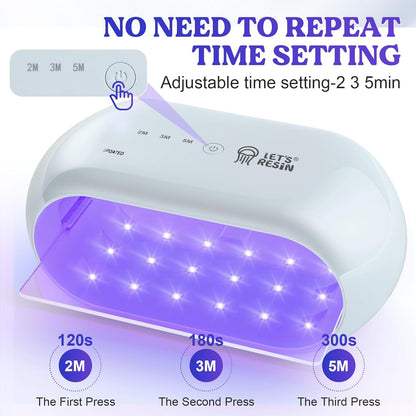 LET'S RESIN UV Light Advanced,Two-Sided Longer time Setting(2m,3m,5m) UV Resin Light with 36 LED Beads, Large Size UV Lamp for Resin Curing,Resin Molds,DIY Craft Decor(Grey Green) - Crafty Corner