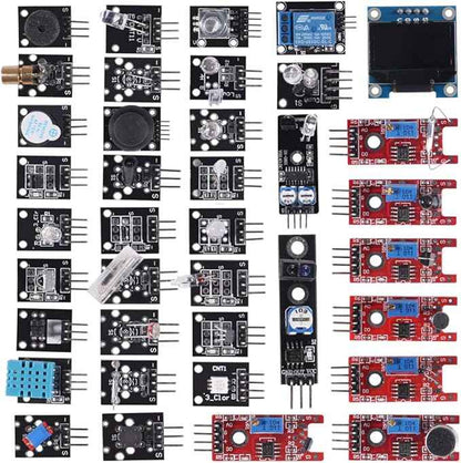 38 in 1 Sensor Module Kit Project Super Starter Kits for UNO R3 Mega2560 Mega328 Nano Raspberry Pi 3 2 Model B K62 37 in 1 Sensor Modules + 0.96‘’ 4PIN OLED Compatible for Arduino Raspberry