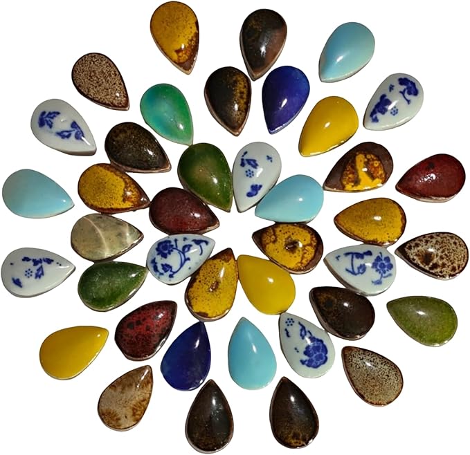 PINUO&KE 0.99 lb Mosaic Tiles for Crafts Bulk, Mosaic Ceramics Pieces for Garden Crafts Kits DIY Mosaic Art Decor