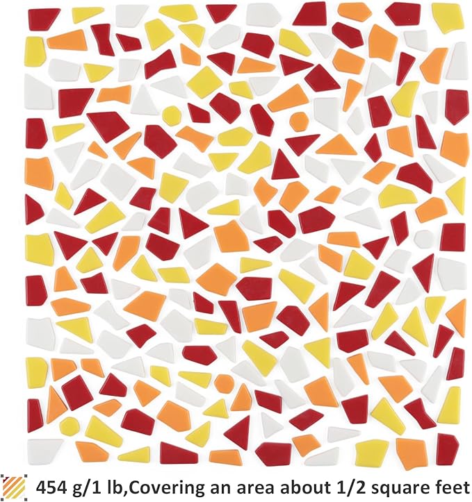 Youway Style Red Glass Mosaic Tiles for Crafts Bulk,200g Broken Glass Pieces for Autumn Mosaic Art Crafts,Garden Mosaic Supplies (Mixed Red)