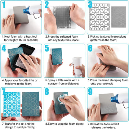 BAOFALI 8 Pcs Stamping Foam Grey Moldable Foam with Acrylic Stamp Block Stamps Plastic Pad Cut and Dry Foam Stamping Foam Block for Sculpture, Modeling, DIY Arts and Handicrafts Projects - Crafty Corner