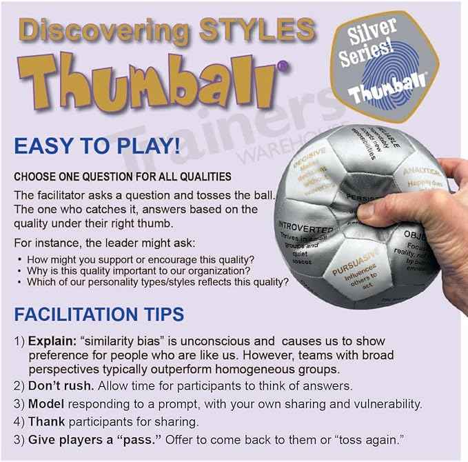 Trainers Warehouse 6" Thumball Collection, 32 Prompts for Conversation, Team Building, Relationship and Training