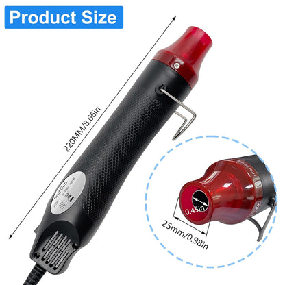 Mini Heat Gun, Portable Hot Air Gun Tool for DIY Crafts Heat Shrink Gun for Epoxy Resin, Embossing, Shrinking Wrapping Drying Paint Removing Stickers (Black) - Crafty Corner