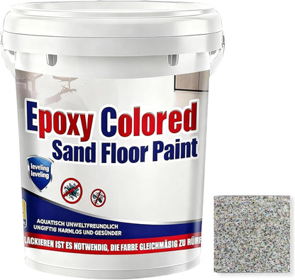 Epoxy Colored Sand Floor Paint, Epoxy Floor Paint for Concrete, High Gloss Marble Effect Coating, Waterproof Non-Slip Concrete Paints, Suitable for Indoor/Outdoor Use (Colorful,32 oz/1 kg)