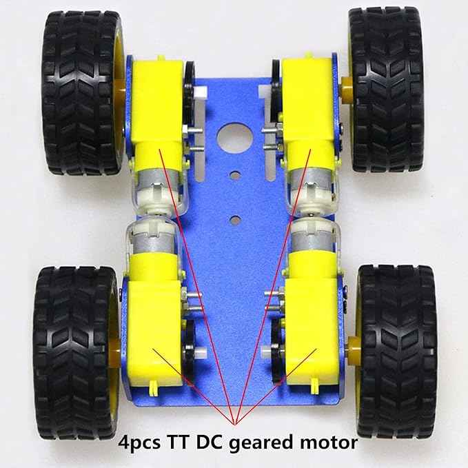 DIY Smart Robot Car Chassis Kit with Speed Encoder TT Motor, C101 4WD Leaf Texture Wheel Metal Panel Robotics Car Chassis Platform for Arduino/Raspberry Pie/Microbit, Eduational Teaching Kit (Blue)