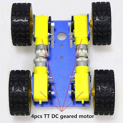 DIY Smart Robot Car Chassis Kit with Speed Encoder TT Motor, C101 4WD Leaf Texture Wheel Metal Panel Robotics Car Chassis Platform for Arduino/Raspberry Pie/Microbit, Eduational Teaching Kit (Blue)