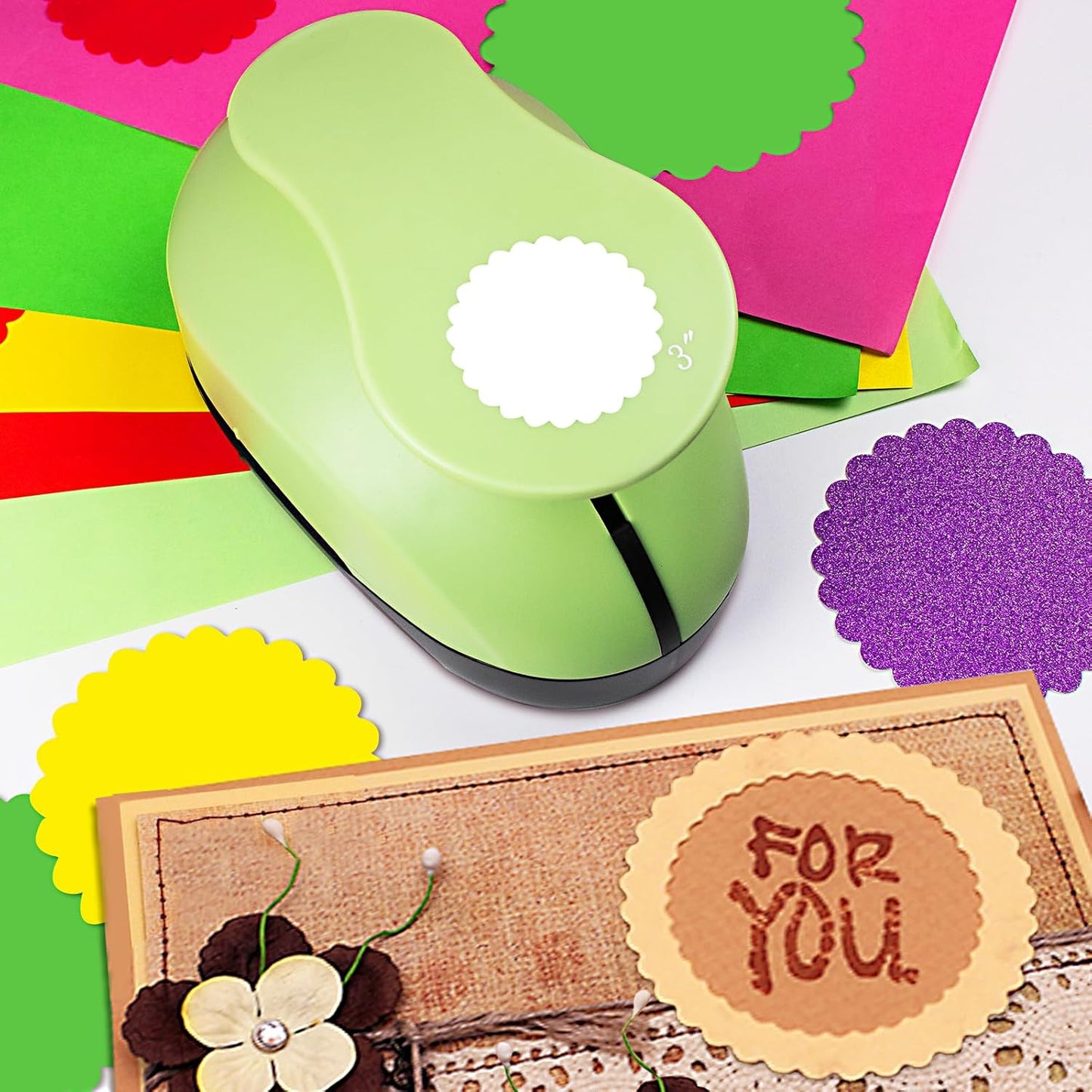 Scalloped Circle Punch, Scalloped Circle Paper Punch, ScallopedHole Punches, Wave Circles Craft Punches, 2.8 Inch Hole Puncher Shape, Wave Circles Puncher for Paper Crafts Scrapbook Card Making - Crafty Corner