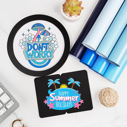 GIRAFVINYL Blue Vinyl, Navy Light Blue Permanent Vinyl - 12”x12” 7 Pack Viyln heets for Decal, Signs, Tumblers, Easy to Cut & Water-Proof