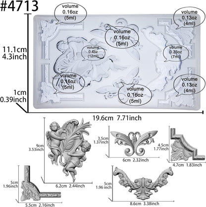 Art Mold for Polyclay Air Dry Clay Plaster, Border Frame with Cupids