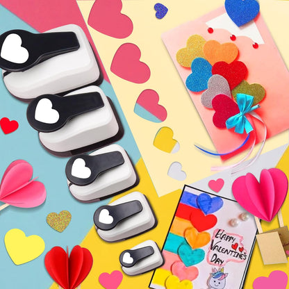 Heart Hole Puncher for Crafts, Heart Paper Cutter, Hearts Paper Punch, Hearts Shaped Puncher, Craft Punches for Card Making, 3/8 in, 5/8 in, 1 in, 1.5 in, 2 inch Scrapbooking Punch - 5 Pcs - Crafty Corner