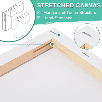 ESRICH 10x10 Stretched Canvas for Painting, 10 Pack Square Canvas for Painting Primed Acid-Free Framed Blank Canvas, Art Canvases for Beginners & Artists to Paint Oil, Acrylic, Pouring Painting.