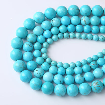 10mm 36pcs A+ Natural Blue Turquoise Beads Round Spacer Loose Stone Beads for Jewelry Making DIY Bracelet Necklace Accessories