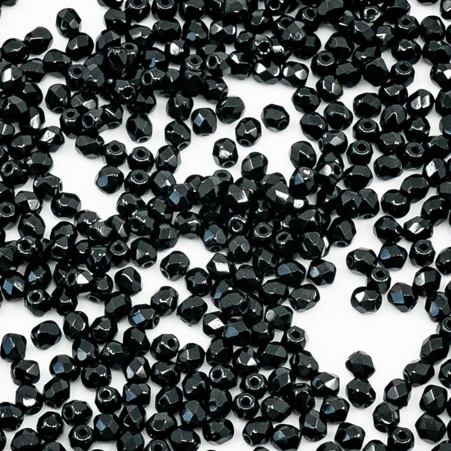 100pcs Faceted Fire Polished Pressed Czech Glass Beads 3mm (100 Count)