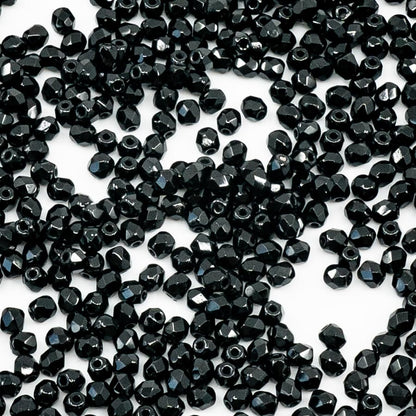 100pcs Faceted Fire Polished Pressed Czech Glass Beads 3mm (100 Count)