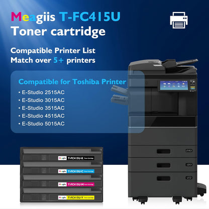 TFC415U T-FC415U Toner Cartridges 4-Pack Replacement for Toshiba T-FC415U Toner T-FC415U-K T-FC415U-C T-FC415U-M T-FC415U-Y for Toshiba E-Studio 2515AC 3015AC 3515AC 4515AC 5015AC Printer
