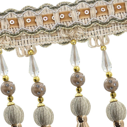 3yards Beading Fringe Trimming Long Beads Tassel Curtain Trim Ribbon Trim for Cover Edge Decorative (beige) - Crafty Corner